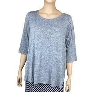 Lane Bryant Women Heather Gray Knit Scoop Neck Half Sleeve Tunic Top Sz 26/28